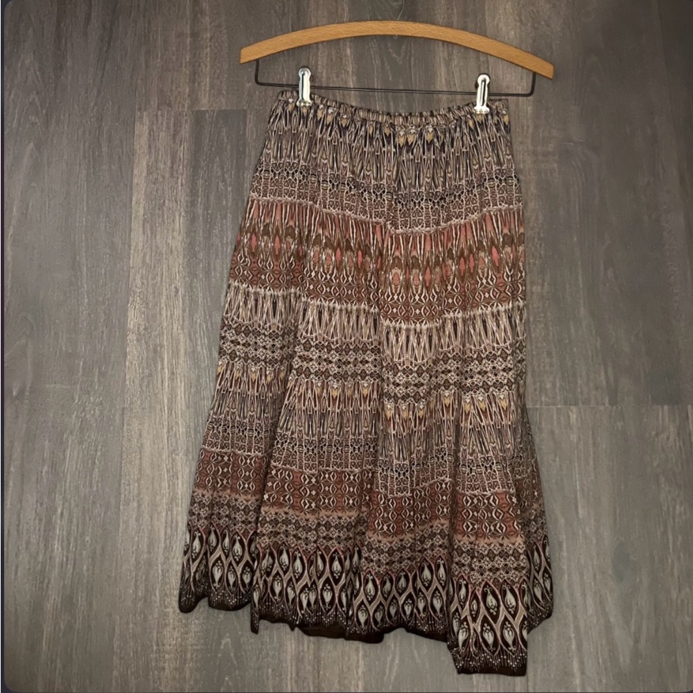 Liz Claiborne Brown Tan Printed Midi Skirt - Picture 2 of 3